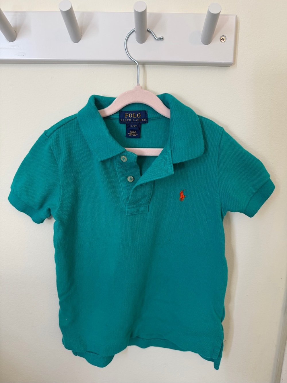 Polo by Ralph Lauren Teal Green Short-Sleeve Kids Polo with Orange Pony